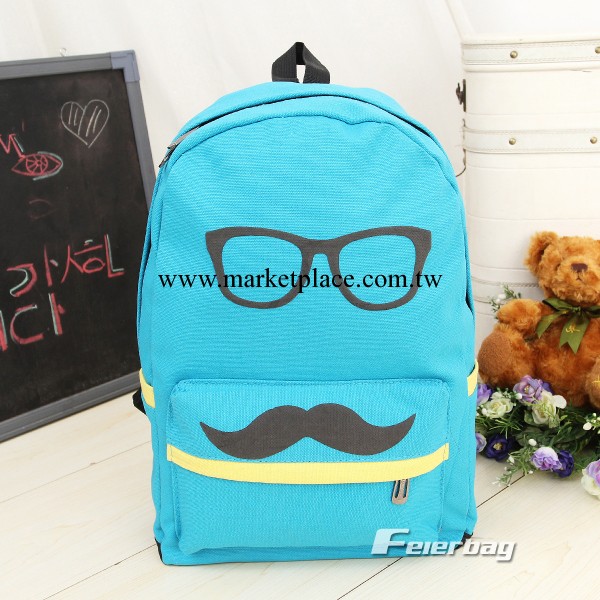 新款包包卡通超萌大胡子雙肩包眼睛帆佈雙肩包中學生書包韓版潮工廠,批發,進口,代購