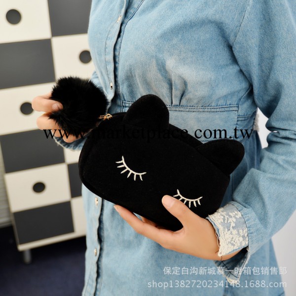 2013新款時尚韓版女包兔毛球包包手機包刺繡小貓咪包包手拿包潮工廠,批發,進口,代購