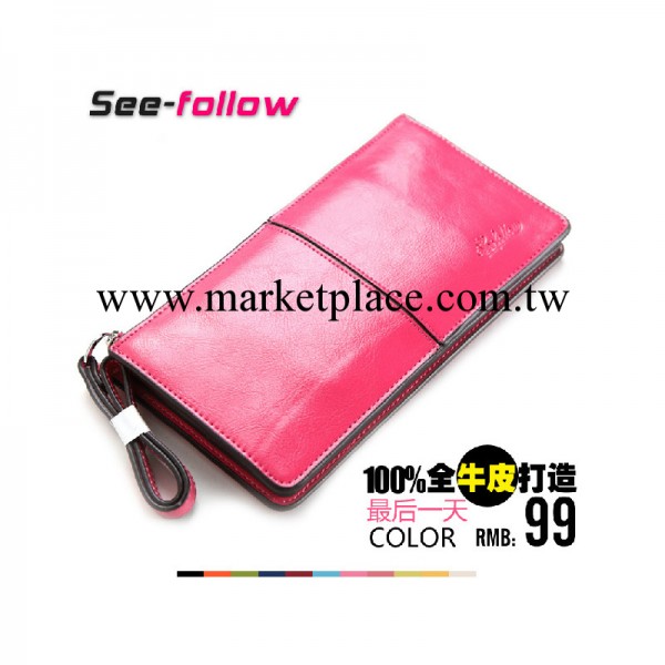 2013新款女士錢包長款正品牛皮夾拉鏈卡套真皮手拿包韓版女式原創工廠,批發,進口,代購