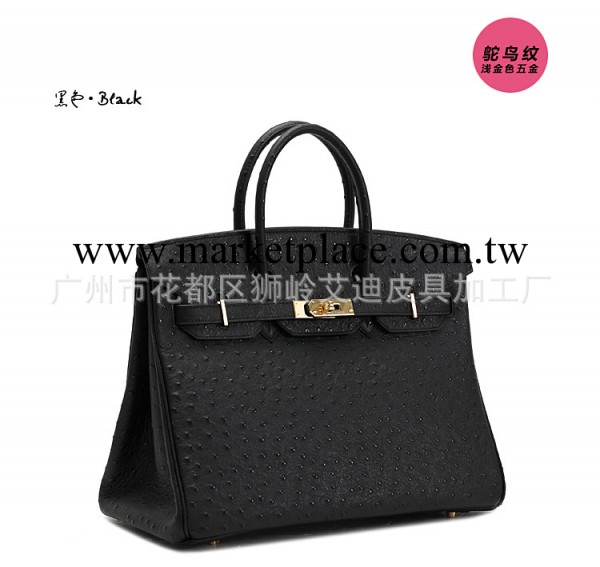 批發愛瑪詩鴕鳥紋女包Birkin鉑金包手提包hermas女包35CM黑色工廠,批發,進口,代購