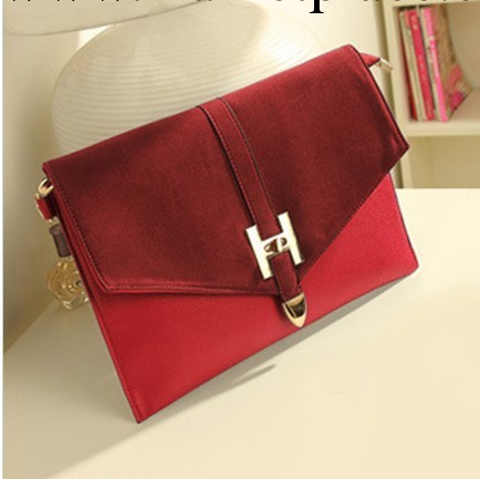 2013新款女包信封包磨砂拼接皮吊扣手拿包郵差手包公文包批發工廠,批發,進口,代購