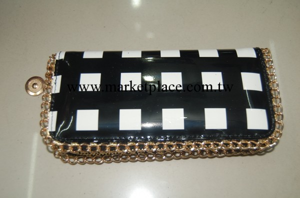 2013廠傢新款 金色鑲邊 黑白棋格手拿包 蘋果錢包工廠,批發,進口,代購