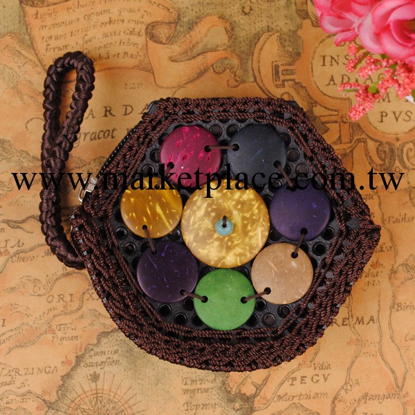 單拉鏈義烏批發創意手拿手工包可愛迷你輕巧多色圓形椰殼包[CB09]工廠,批發,進口,代購