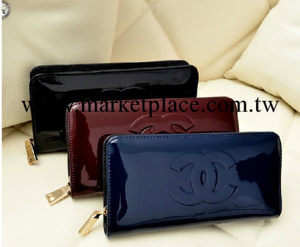 2013歐美時尚女士手拿包漆皮字母女錢包雙C中長款錢夾女包批發工廠,批發,進口,代購