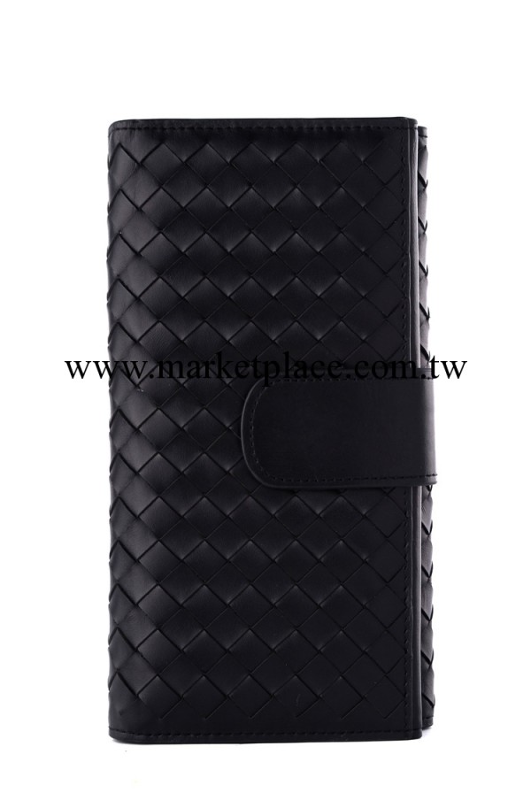 2013新款BV全牛皮 純手工編織 男士長款半包式 真皮錢包1587工廠,批發,進口,代購