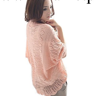 2013韓版新款女裝荷葉邊針織鏤空披肩開衫薄款蝙蝠袖防曬衣空調衫批發・進口・工廠・代買・代購