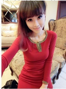 2013女裝批發加絨連衣裙長袖秋冬連衣裙 V領裙子批發韓版連衣裙工廠,批發,進口,代購