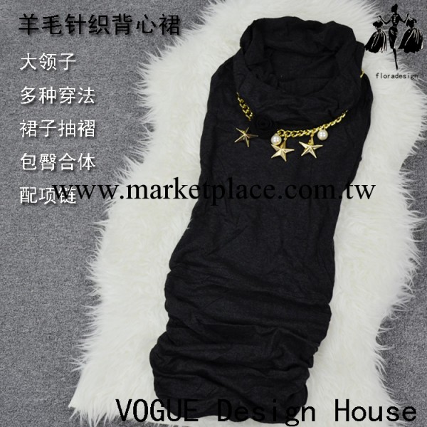 2013秋冬新款高檔裙子歐美大牌精品時裝走秀針織無袖連衣裙歐版工廠,批發,進口,代購