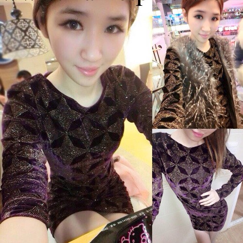 2013新款 秋冬韓版女裝 性感夜店名媛 修身顯瘦 長袖 包臀連衣裙工廠,批發,進口,代購