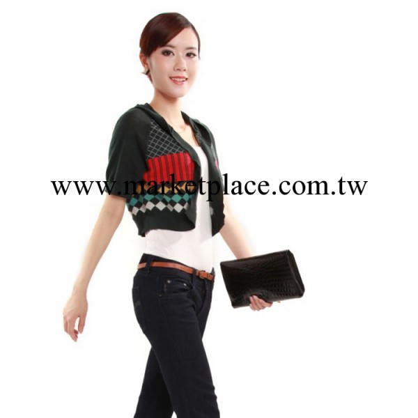 【清倉】ON IN 歐美經典格子帶帽春夏秋小披肩女式開衫針織衫C111工廠,批發,進口,代購