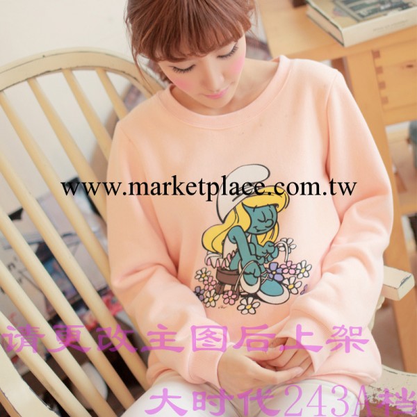 2013秋新款女式 韓版休閒寬松抓絨加厚藍機靈套頭 衛衣批發工廠,批發,進口,代購