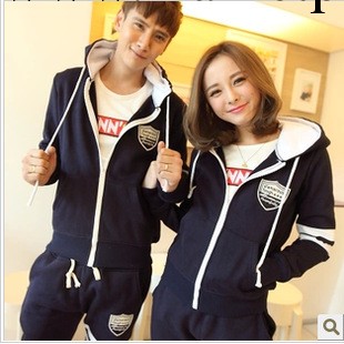 爆款班服 2013情侶衛衣韓版修身大碼開衫衛衣女連帽外套套裝工廠,批發,進口,代購