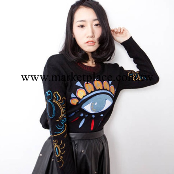 秋冬孫儷李宇春同款眼睛圖案刺繡加絨加厚長袖衛衣 上衣廠傢批發工廠,批發,進口,代購