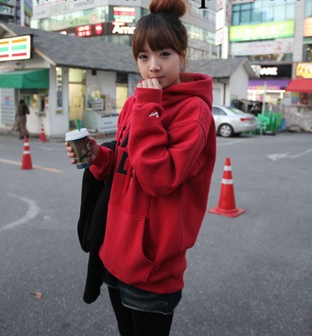2013秋冬新款女裝韓版休閒加厚連帽大碼寬松套頭抓絨衛衣 外套工廠,批發,進口,代購