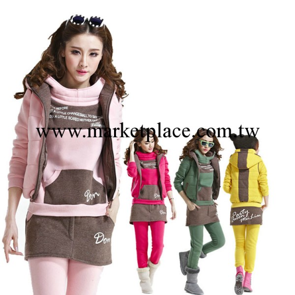 2013秋季新品冬裝 韓版休閒套裝運動服大碼加絨加厚衛衣女三件套工廠,批發,進口,代購
