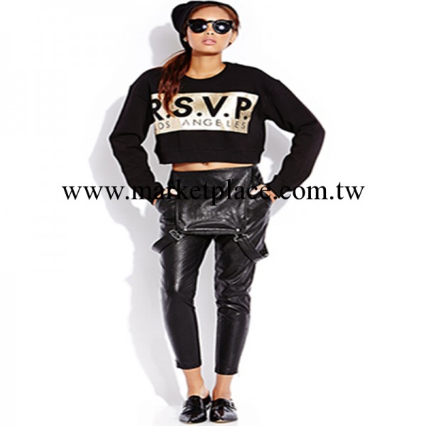 官網FOREVER21外貿原單日單女裝歐美范燙金批發長袖短款衛衣絨衣工廠,批發,進口,代購