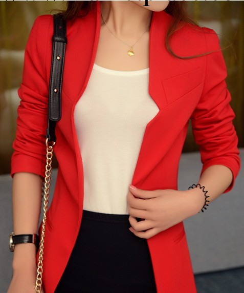韓版新款修身小西裝外套女春秋女裝中長款小西服休閒西裝工廠,批發,進口,代購