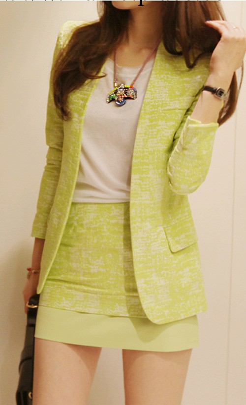 2013年韓國partysu秋冬新款印花修身無扣小西裝西服 女套裝#0354工廠,批發,進口,代購
