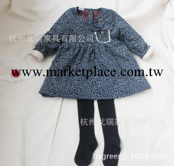 韓國童裝 女童碎花小木扣夾棉加絨長袖連衣裙批發・進口・工廠・代買・代購