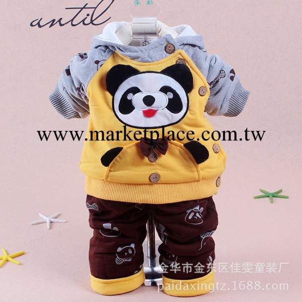 咔依熊品牌秋冬新款小童可愛寶寶嬰幼兒套裝可愛熊貓衛衣兩件套工廠,批發,進口,代購