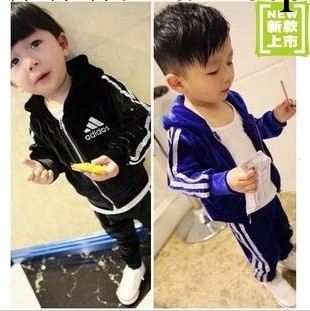 春秋新款童裝 小童運動童套裝 阿迪天鵝絨童套裝 品牌兒童套裝工廠,批發,進口,代購