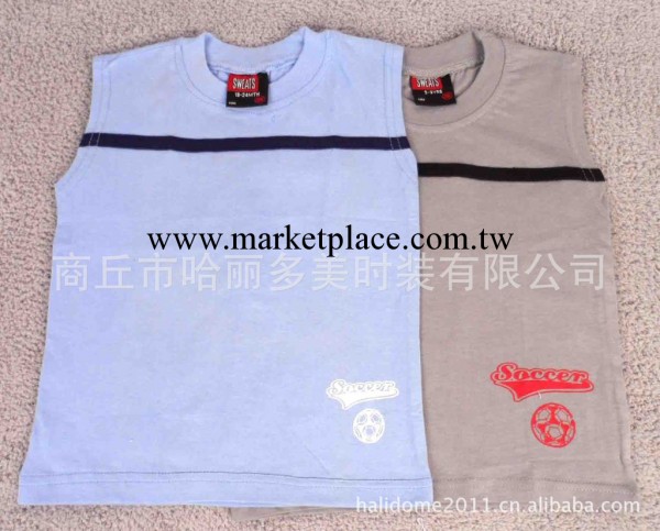 童裝夏裝熱賣SWEATS品牌童裝背心純色純棉工廠,批發,進口,代購