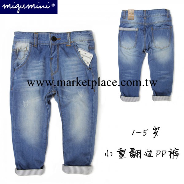 2013春款 出口小童牛仔褲翻邊PP垮褲單褲 高品質童裝批發工廠,批發,進口,代購