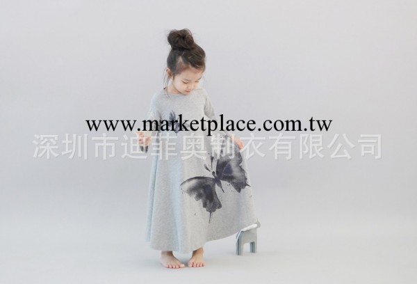 【水墨彩蝴蝶長裙】韓版童裝，連衣裙 童裙 大童裙 韓版童工廠,批發,進口,代購