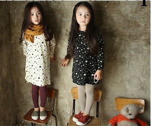 2013 秋款 韓國童裝 If the angel 星星兒童純棉加絨長袖連衣裙工廠,批發,進口,代購