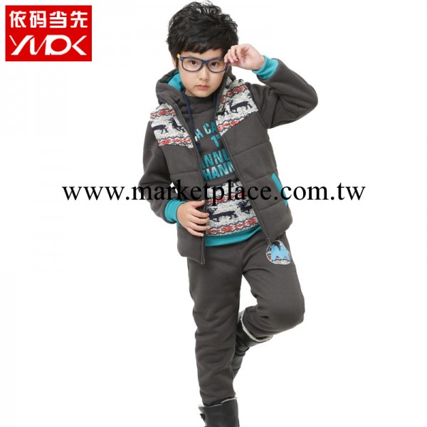 童裝男童2013套裝新款冬裝 棉衣馬甲加絨三件套 中大童衛衣套裝工廠,批發,進口,代購