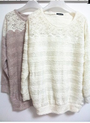 日本原單INGNI蕾絲拼接絨絨款針織衫 兩色入工廠,批發,進口,代購