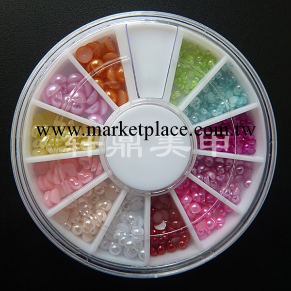 軒鼎美甲飾品/美甲指甲貼圓形半面珍珠盒裝、套裝用品/1.5-4.0工廠,批發,進口,代購