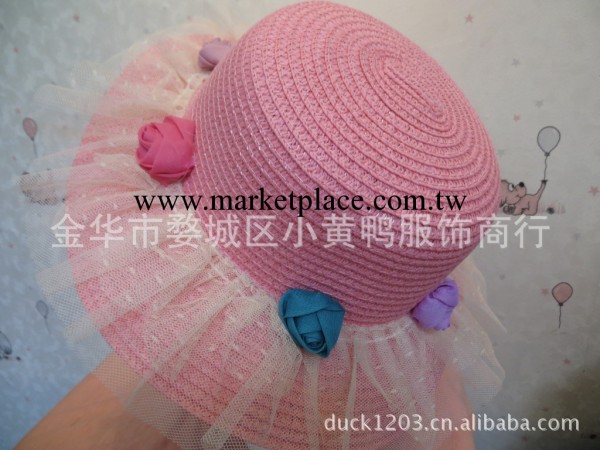 批發韓版兒童帽子 新款女童草帽 蕾絲花邊圓頂帽 遮陽大沿沙灘帽工廠,批發,進口,代購