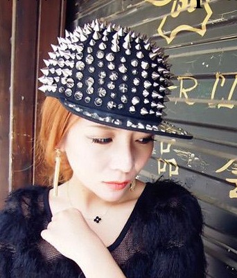 街舞帽朋克風STYLENANDA平沿帽嘻哈街舞帽手工滿尖鉚釘棒球帽子工廠,批發,進口,代購