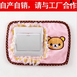 佳百麗可愛卡通風波點毛絨開關貼插座貼墻貼防塵罩工廠,批發,進口,代購