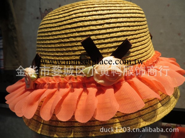批發韓版兒童帽子 新款女童草帽 蕾絲花邊圓頂帽 遮陽大沿沙灘帽工廠,批發,進口,代購