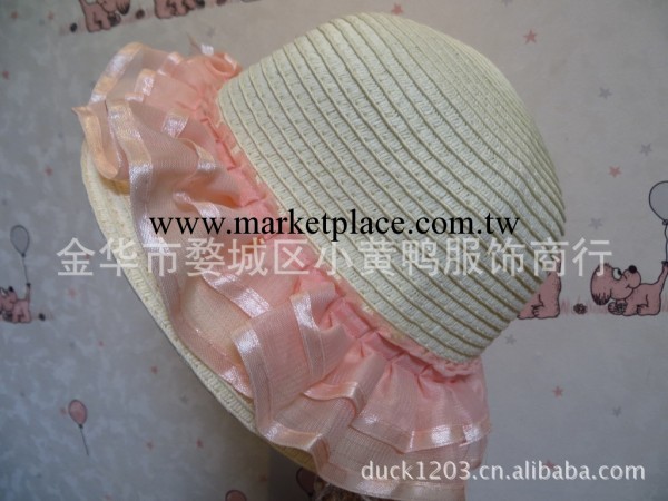 批發韓版兒童帽子 新款女童草帽 蕾絲花邊圓頂帽 遮陽大沿沙灘帽工廠,批發,進口,代購