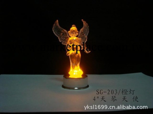 供應聖誕禮品 4"發光天琴天使座(紅 藍 綠 雙色 七彩燈)批發・進口・工廠・代買・代購