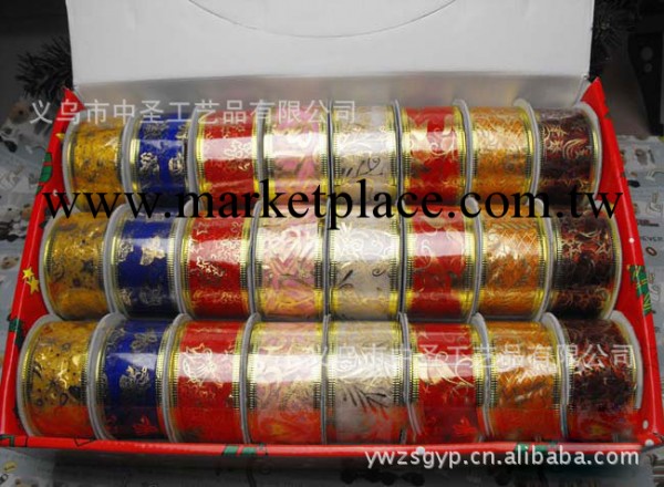 聖誕樹掛件 2米長3.8CM寬燙金緞帶 聖誕節裝飾用品禮品 緞帶25G工廠,批發,進口,代購
