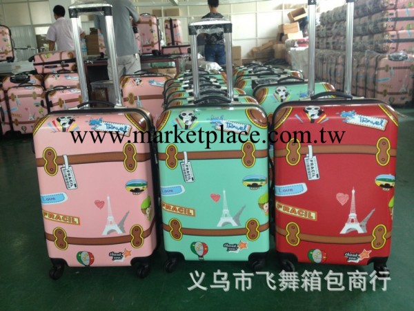 韓國可愛復古旅行箱 20寸24寸超輕塗鴉行李箱工廠,批發,進口,代購