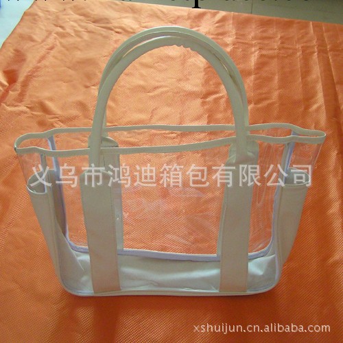 ［鴻迪箱包］透明PVC+PVC革女士休閒沙灘手提包工廠,批發,進口,代購
