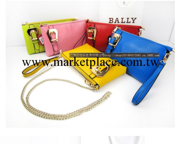 歐美時尚牛皮油蠟皮潮酷風范皮帶扣五金裝飾鏈條包手拿包工廠,批發,進口,代購