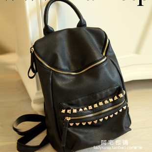 2013新款 潮女歐美風鉚釘雙肩包男女雙背書包學院包 批發工廠,批發,進口,代購