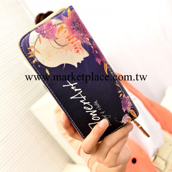 批發定做長款女士錢包女式錢夾紫美人最新油畫手拿包M280工廠,批發,進口,代購