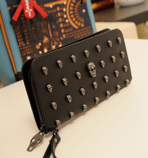 女包 2013新款韓版錢包 長款復古骷髏頭拉鏈錢包手拿包晚宴包工廠,批發,進口,代購