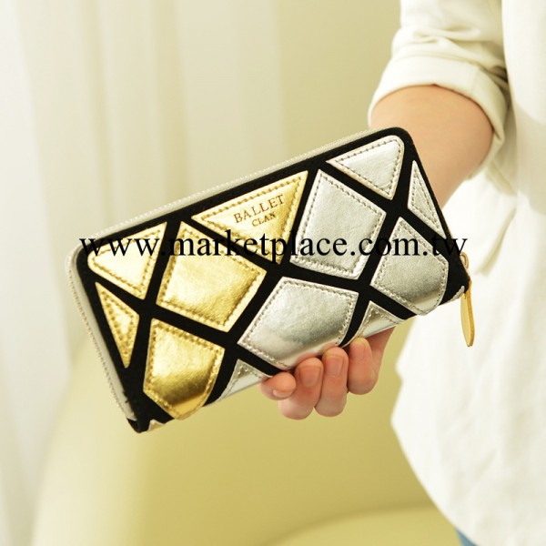 2013新款金銀拼接時尚長款水立方錢包手拿包 廠傢直銷一件代發工廠,批發,進口,代購