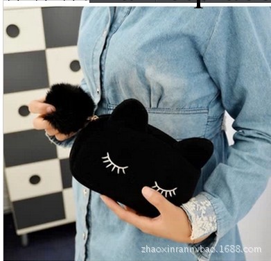 2013新款時尚女包毛球包包手機包刺繡小貓咪包包手拿包批發工廠,批發,進口,代購