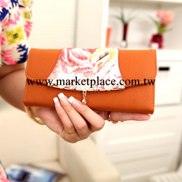全新長款錢包PU橫款錢包卡套卡位證件位花卉花朵女手拿包工廠,批發,進口,代購