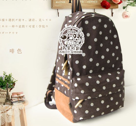 批發品牌雙肩包出口日本帆佈包時尚休閒波點日單女包背包書包工廠,批發,進口,代購