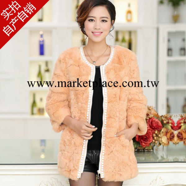 A9786#韓版秋冬熱賣厚款開衫外套女式圓領長袖鑲鉆獺兔毛皮草批發工廠,批發,進口,代購